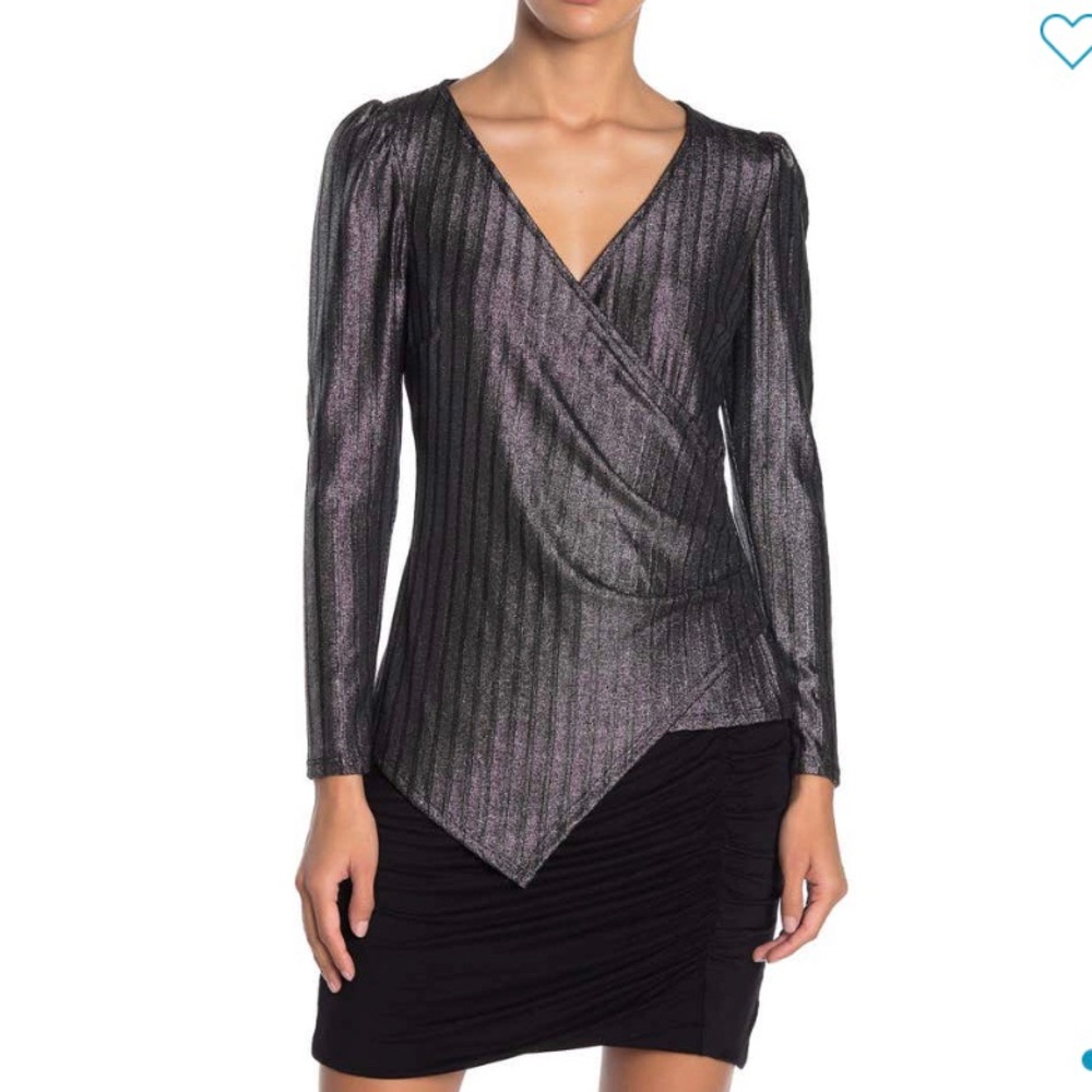 The Vanity Room  Metallic  Wrap Front Blouse